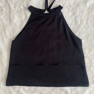Tiered High Neck Sleeveless Blouse - Black